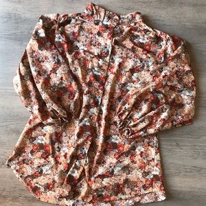 Vtg Floral Peasant Blouse